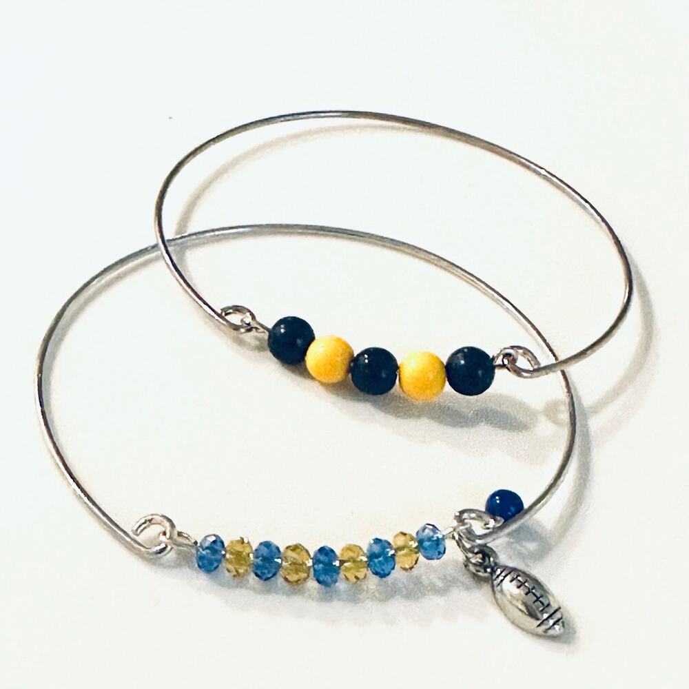 Stack of 2 Gold and Blue Football Bracelets